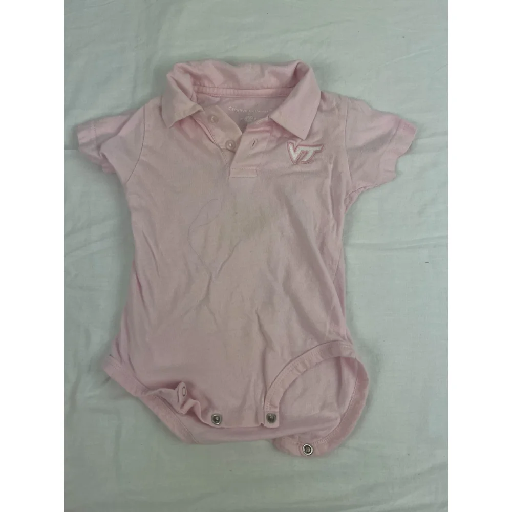 Baby Girl Virginia Tech Hokies Snap Bottom Short Sleeve Bodysuit Size Small Pink
